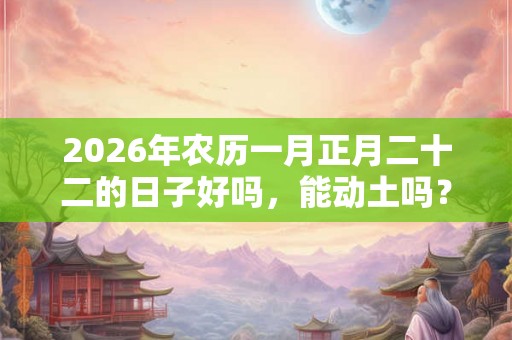 2026年农历一月正月二十二的日子好吗，能动土吗？