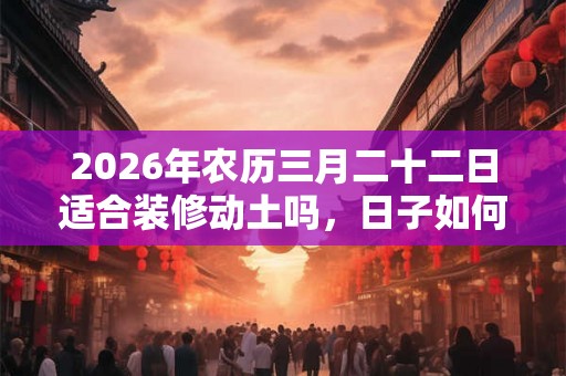 2026年农历三月二十二日适合装修动土吗，日子如何？