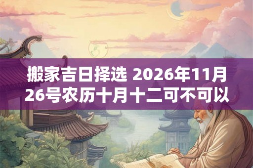 搬家吉日择选 2026年11月26号农历十月十二可不可以搬家