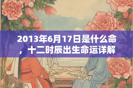2013年6月17日是什么命，十二时辰出生命运详解