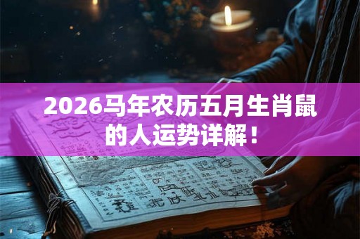 2026马年农历五月生肖鼠的人运势详解！