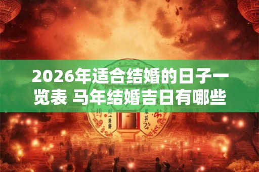 2026年适合结婚的日子一览表 马年结婚吉日有哪些