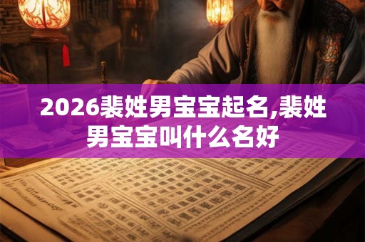 2026裴姓男宝宝起名,裴姓男宝宝叫什么名好 2026裴姓男宝宝起名,裴姓男宝宝叫什么名好