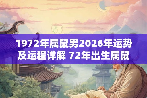 1972年属鼠男2026年运势及运程详解 72年出生属鼠人2026全年每月运势男性