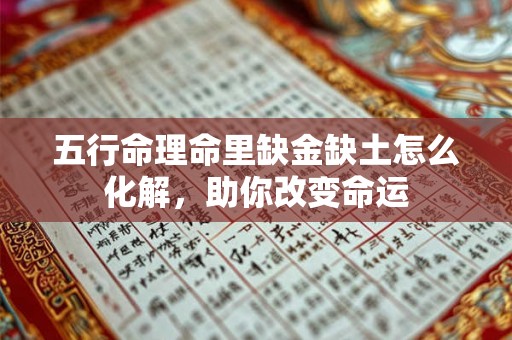 五行命理命里缺金缺土怎么化解，助你改变命运