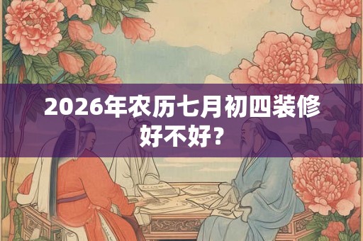 2026年农历七月初四装修好不好？