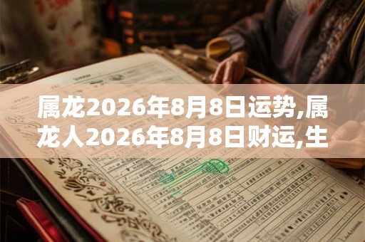 属龙2026年8月8日运势,属龙人2026年8月8日财运,生肖龙2026年8月8日运势