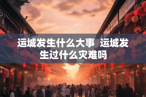 运城发生什么大事  运城发生过什么灾难吗
