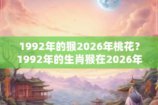 1992年的猴2026年桃花？1992年的生肖猴在2026年的婚姻运势