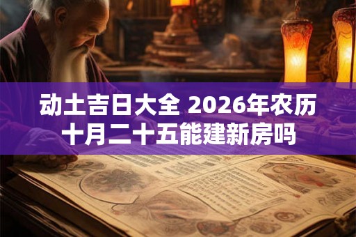 动土吉日大全 2026年农历十月二十五能建新房吗