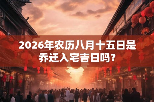 2026年农历八月十五日是乔迁入宅吉日吗? 2026年农历八月十五日是乔迁入宅吉日吗?