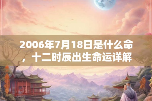 2006年7月18日是什么命，十二时辰出生命运详解