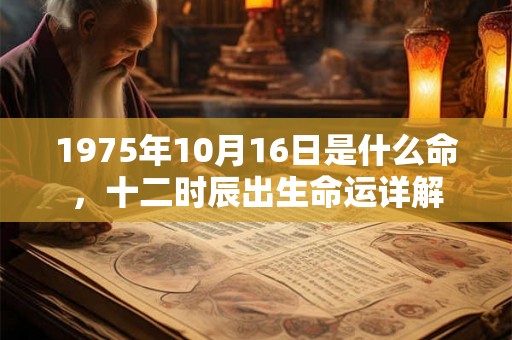 1975年10月16日是什么命，十二时辰出生命运详解