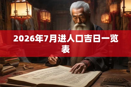 2026年7月进人口吉日一览表