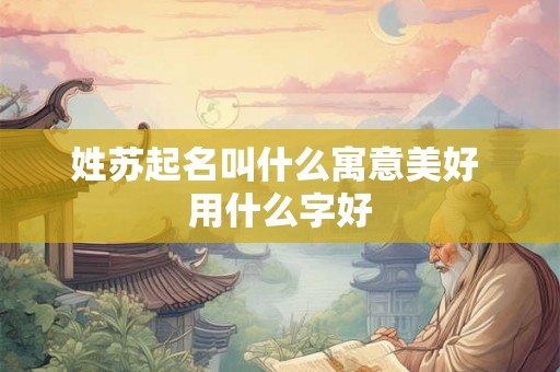 姓苏起名叫什么寓意美好 用什么字好
