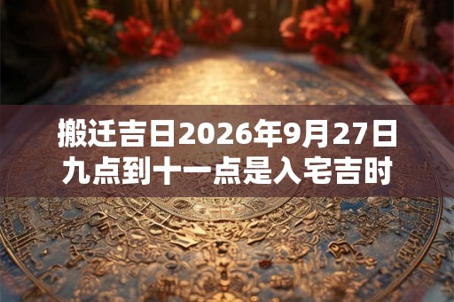 搬迁吉日2026年9月27日九点到十一点是入宅吉时