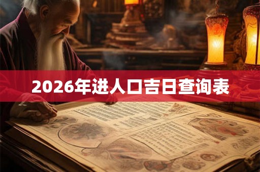 2026年进人口吉日查询表