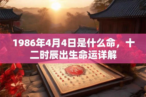 1986年4月4日是什么命，十二时辰出生命运详解