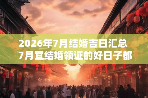 2026年7月结婚吉日汇总  7月宜结婚领证的好日子都有哪些