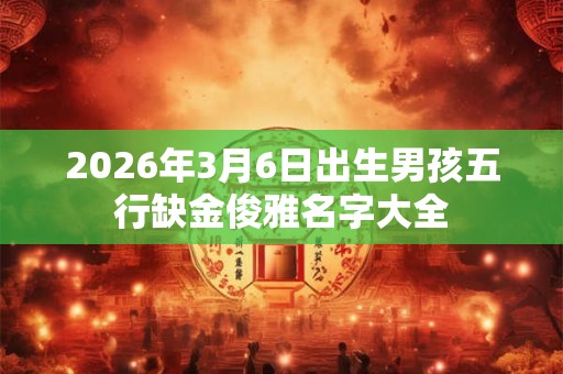 2026年3月6日出生男孩五行缺金俊雅名字大全