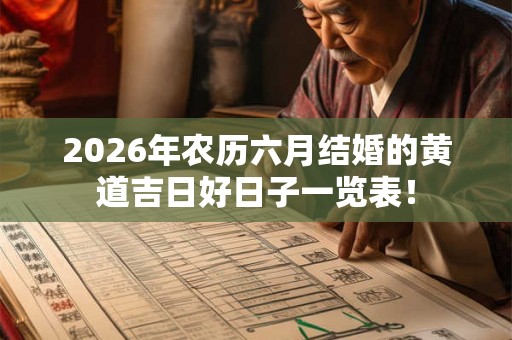 2026年农历六月结婚的黄道吉日好日子一览表! 2026年农历六月结婚的黄道吉日好日子一览表!