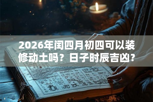 2026年闰四月初四可以装修动土吗？日子时辰吉凶？