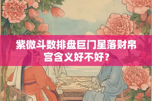 紫微斗数排盘巨门星落财帛宫含义好不好？