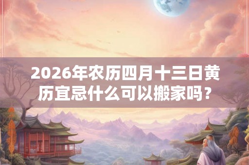 2026年农历四月十三日黄历宜忌什么可以搬家吗？