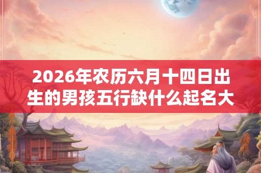 2026年农历六月十四日出生的男孩五行缺什么起名大全