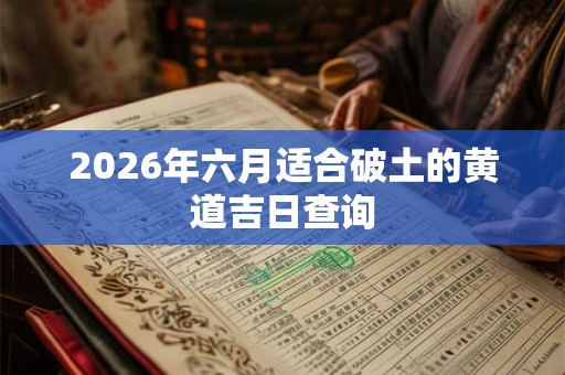 2026年六月适合破土的黄道吉日查询