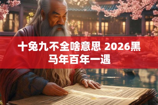 十兔九不全啥意思 2026黑马年百年一遇