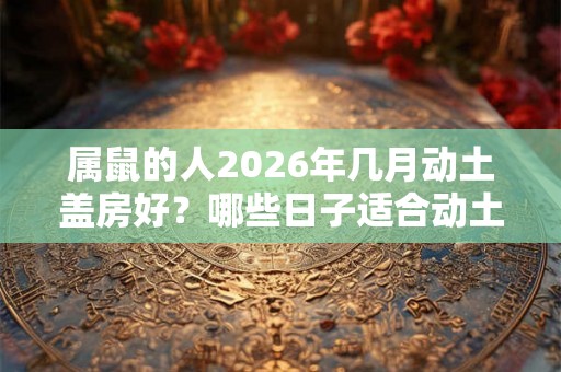 属鼠的人2026年几月动土盖房好？哪些日子适合动土？