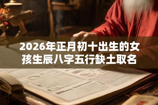 2026年正月初十出生的女孩生辰八字五行缺土取名