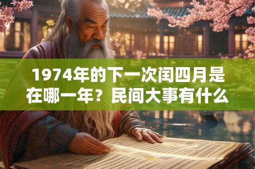 1974年的下一次闰四月是在哪一年？民间大事有什么？