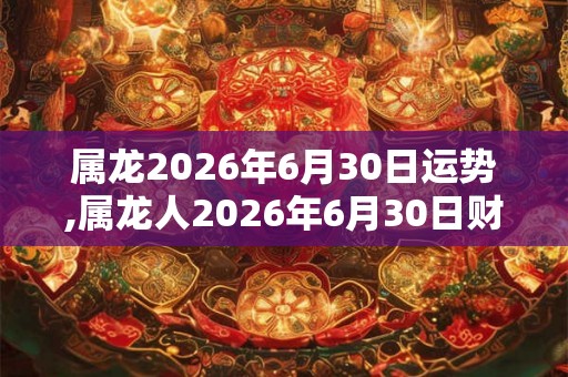 属龙2026年6月30日运势,属龙人2026年6月30日财运,生肖龙2026年6月30日运势