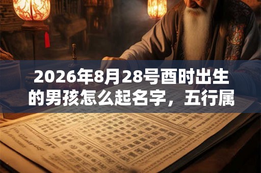 2026年8月28号酉时出生的男孩怎么起名字，五行属什么