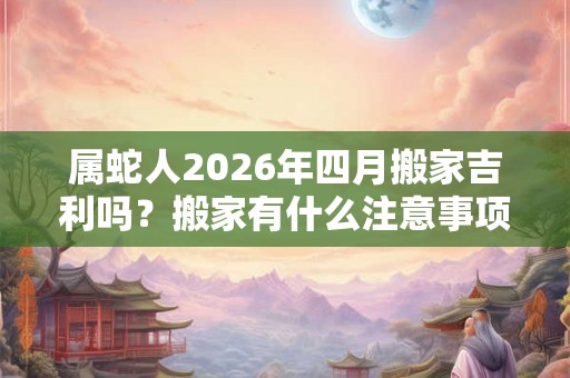 属蛇人2026年四月搬家吉利吗?搬家有什么注意事项? 属蛇人2026年四月搬家吉利吗?搬家有什么注意事项?