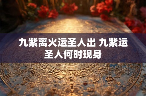 九紫离火运圣人出 九紫运圣人何时现身