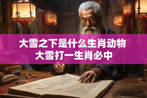 大雪之下是什么生肖动物 大雪打一生肖必中