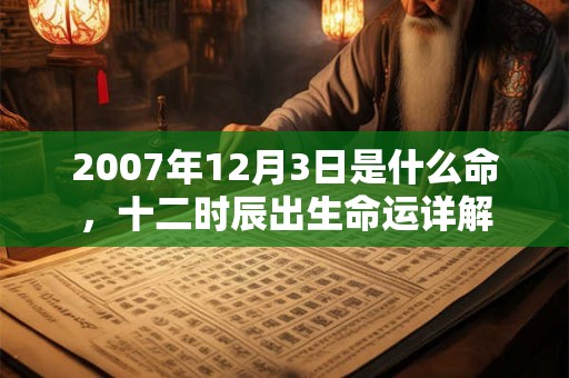 2007年12月3日是什么命，十二时辰出生命运详解