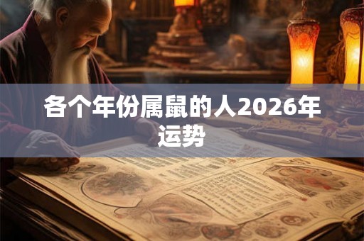 各个年份属鼠的人2026年运势