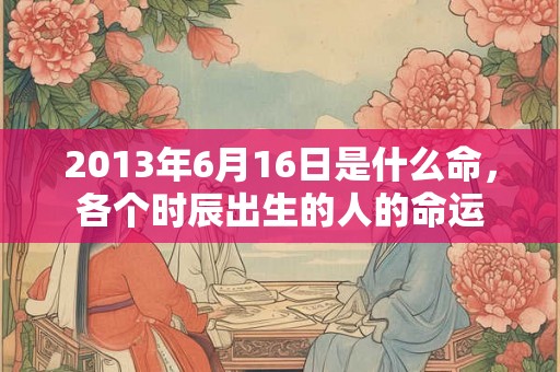 2013年6月16日是什么命，各个时辰出生的人的命运