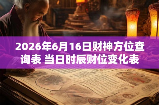 2026年6月16日财神方位查询表 当日时辰财位变化表