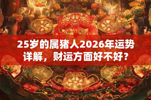 25岁的属猪人2026年运势详解,财运方面好不好? 25岁的属猪人2026年运势详解,财运方面好不好?
