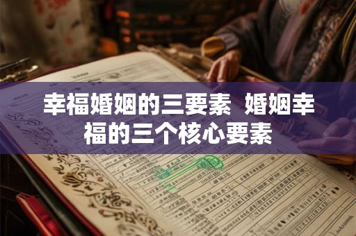 幸福婚姻的三要素  婚姻幸福的三个核心要素