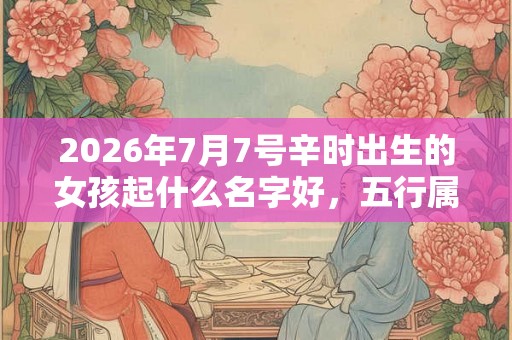 2026年7月7号辛时出生的女孩起什么名字好，五行属什么？