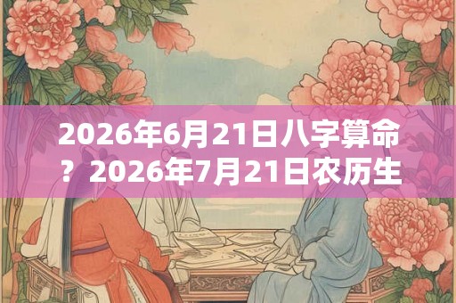 2026年6月21日八字算命？2026年7月21日农历生辰八字