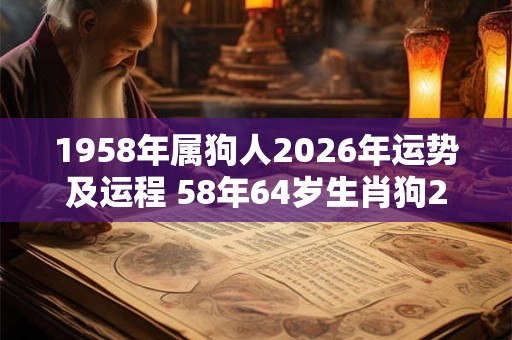 1958年属狗人2026年运势及运程 58年64岁生肖狗2026年每月运势