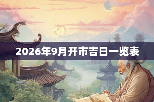 2026年9月开市吉日一览表