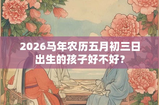 2026马年农历五月初三日出生的孩子好不好？